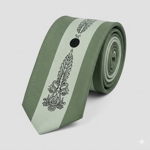 Umo Lorenzo Slim Tie in Panel Motif Green