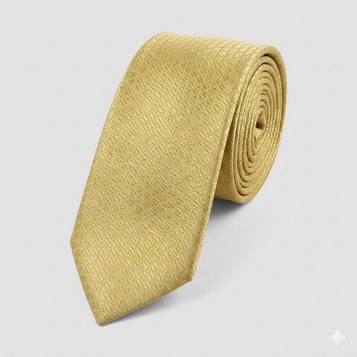 Umo Lorenzo Slim Tie in Checker Print Yellow