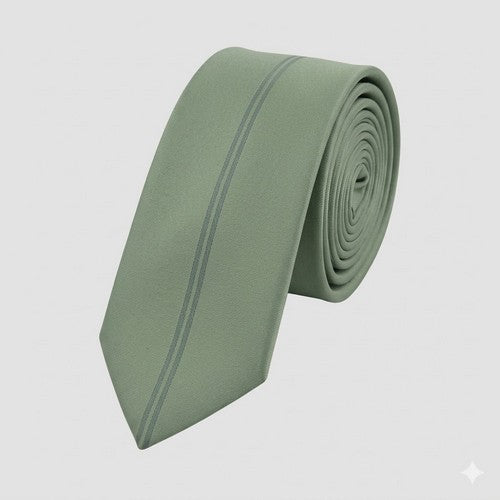 Umo Lorenzo Slim Tie in Centre Stripe Green