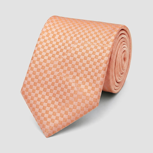 Umo Lorenzo Slim Tie in Checkerboard Panel Pink/Gold Design
