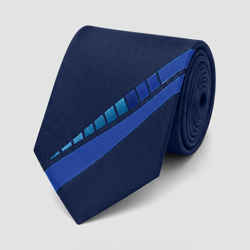 Umo Lorenzo Slim Tie in Panel Stripe Black/Navy Design