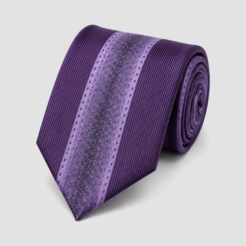 Umo Lorenzo Slim Tie in Centre Panel Purple Glitter Design