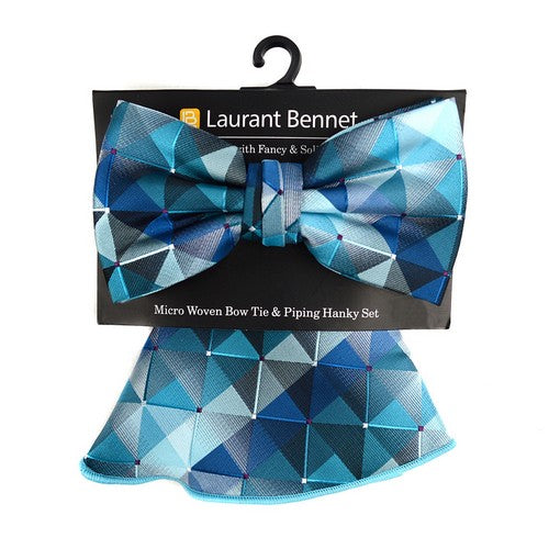 BTH170636-1 Laurant Bennet Diamond Print Pocket Round Set Blue