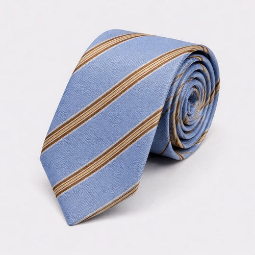 Laurant Bennet Slim Tie in Stripe Light Blue