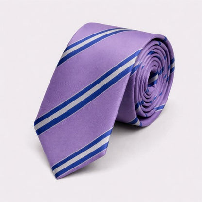 Laurant Bennet Slim Tie in Stripe Purple