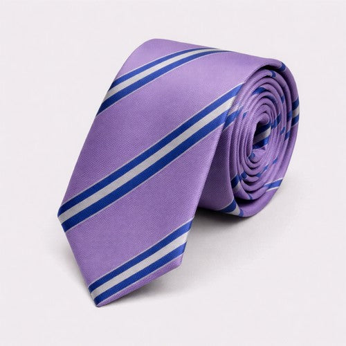 Laurant Bennet Slim Tie in Stripe Purple