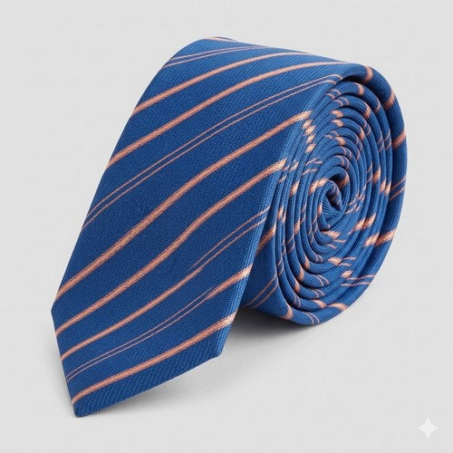Laurant Bennet Slim Tie in Stripe Dark Blue