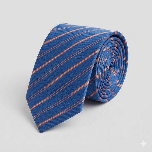 Laurant Bennet Slim Tie in Stripe Light Blue