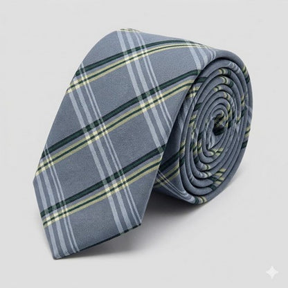 Laurant Bennet Slim Tie in Plaid Navy