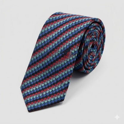Laurant Bennet Slim Tie in Multi Dot Burgundy