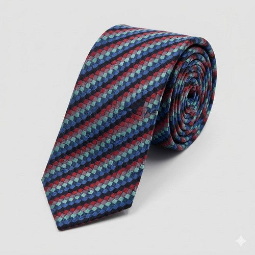 Laurant Bennet Slim Tie in Multi Dot Burgundy