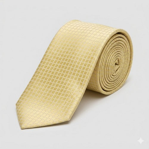 Laurant Bennet Slim Tie in Checkered Yellow