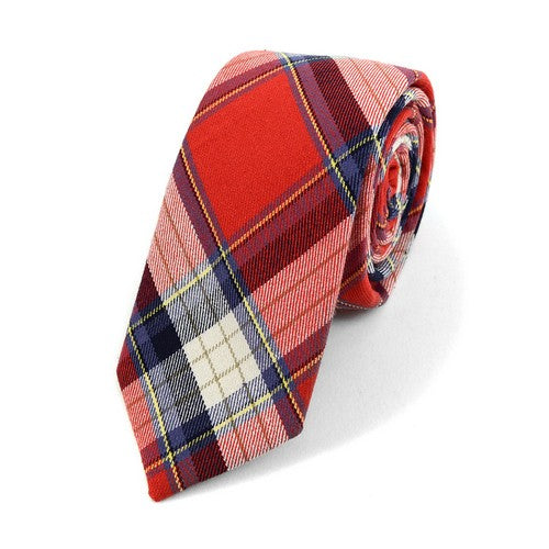 MPPW1636-1 Umo Loranzo Cotton Slim Plaid Tie Red