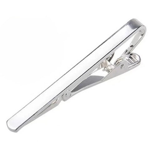 Plain Curved Tie Pin Clip Silver