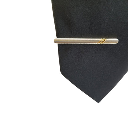 Stripe Tie Pin Clip Gold