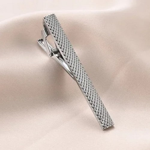 Ridge Tie Pin Clip Silver