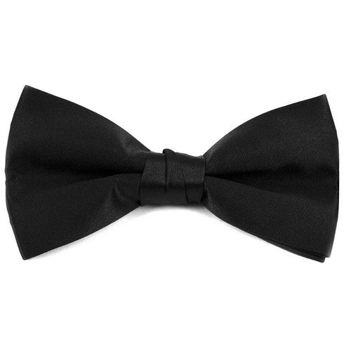 BTC1701 Satin Clip-On Bow Tie in Black