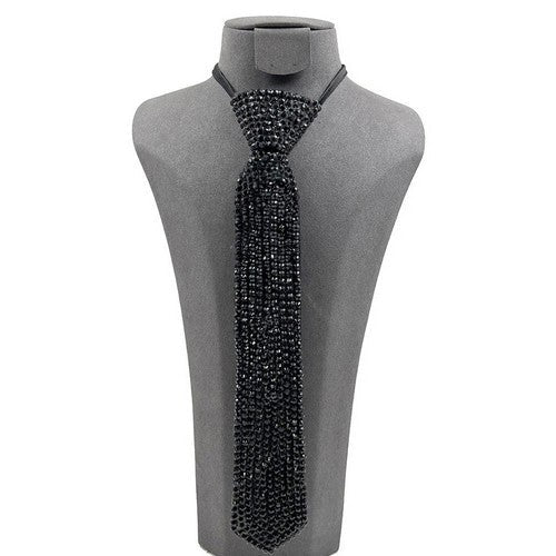 FN0167 Bling Rhinestone Neck Tie in Black