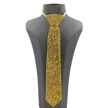 FN0167 Bling Rhinestone Neck Tie in Gold