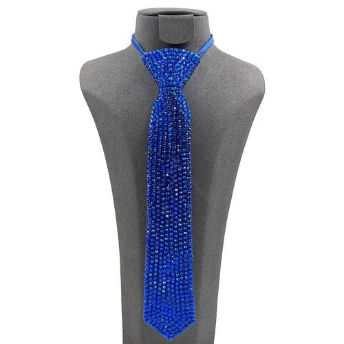 FN0167 Bling Rhinestone Neck Tie in Royal Blue
