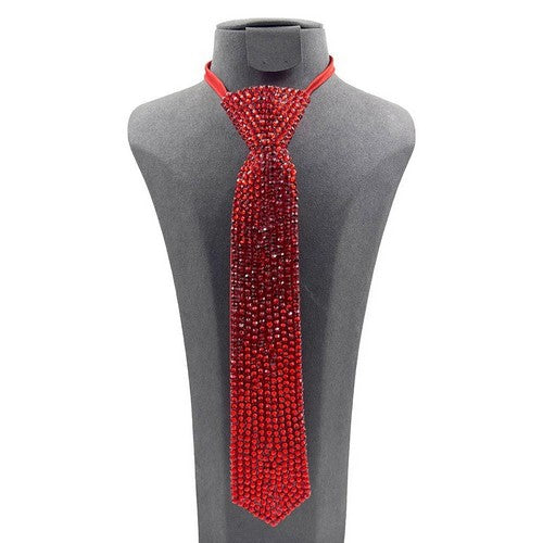 FN0167 Bling Rhinestone Neck Tie in Red