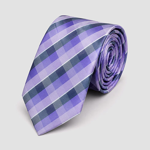 Laurant Bennet Tie in Plaid Purple/Lavender