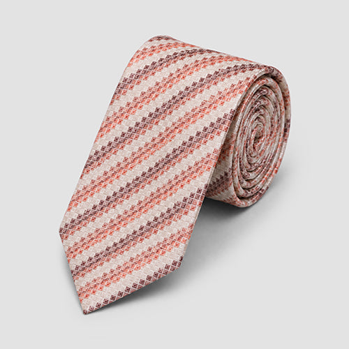 Laurant Bennet Tie in Geo Print Orange/Burgundy