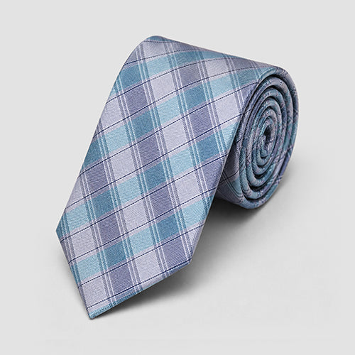 Laurant Bennet Tie in Plaid Grey/Mint
