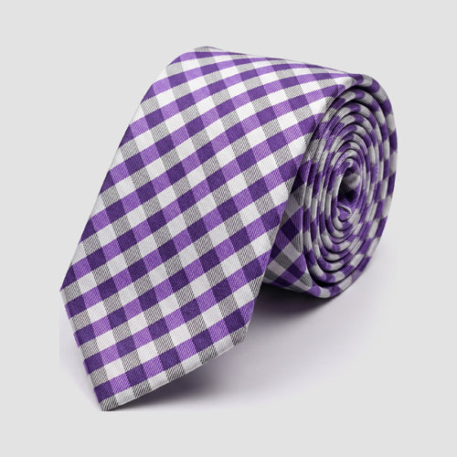 Laurant Bennet Tie in Plaid Purple