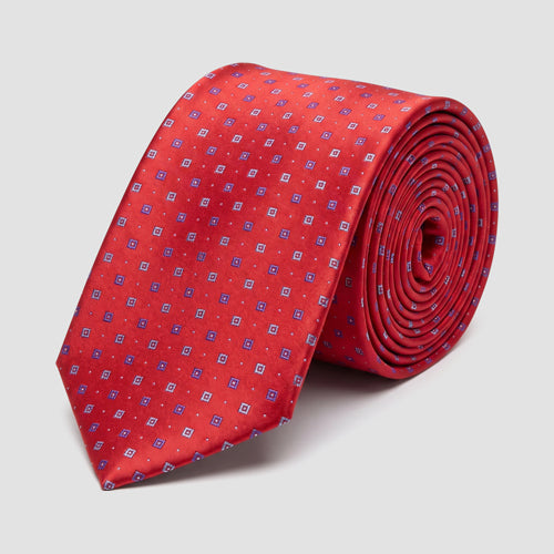 Laurant Bennet Tie in Geo Print Red
