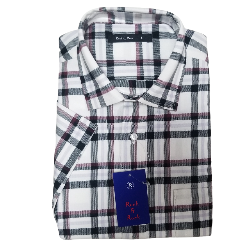 Rock & Rock Shirt Short Sleeve Lumberjack White/Burgundy