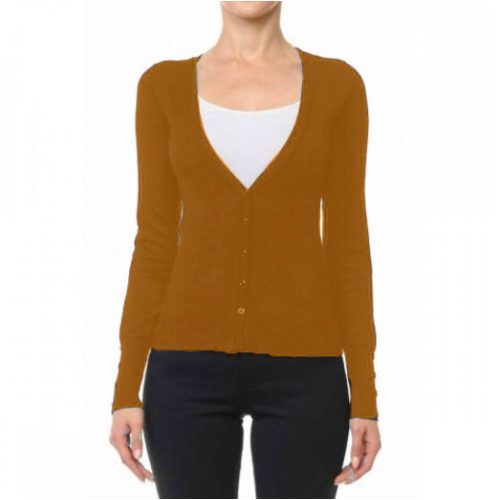 V Neck Cardigan Brown