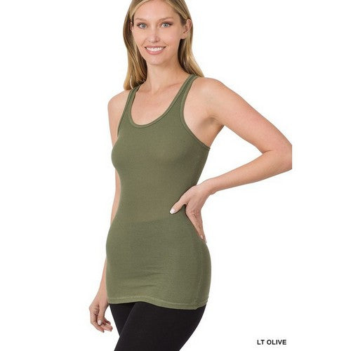 Longline Racerback Tank in Olive