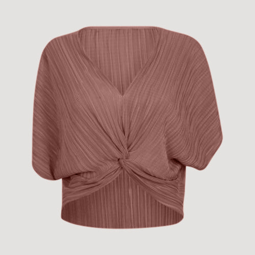 Dorothy Perkins Accordian Pleat Knot-Front Top in Chocolate