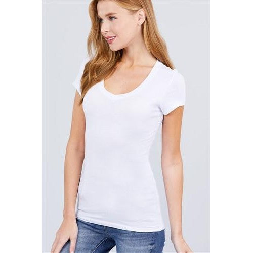 V-Neck Short Sleeve T-Shirt White