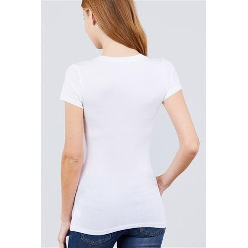 V-Neck Short Sleeve T-Shirt White