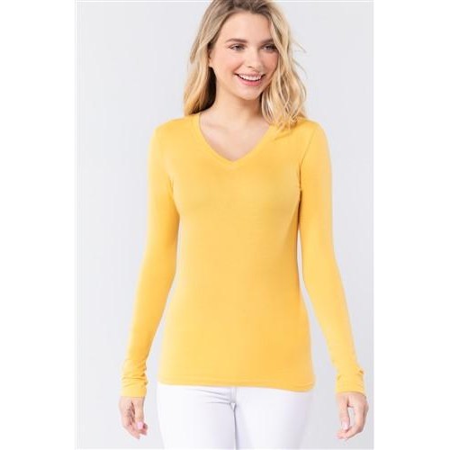 V-Neck Long Sleeve T-Shirt Banana