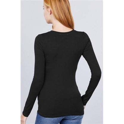 V-Neck Long Sleeve T-Shirt Black