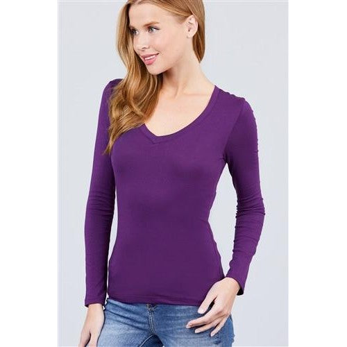 V-Neck Long Sleeve T-Shirt Ultra Purple