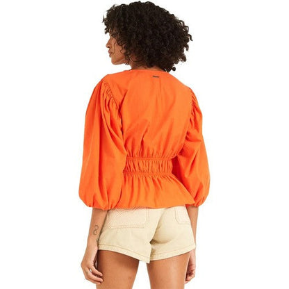 Everyday Satin Gypsy Waist Blouse in Orange