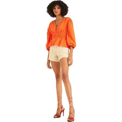 Everyday Satin Gypsy Waist Blouse in Orange