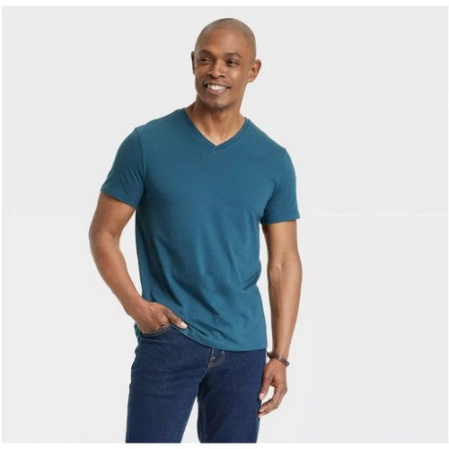 C&A V Neck T-Shirt Rust Blue