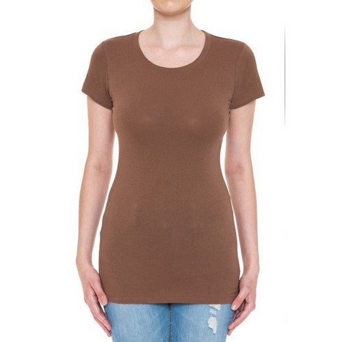 64000 Crew Neck Short Sleeve T-Shirt in Chestnut