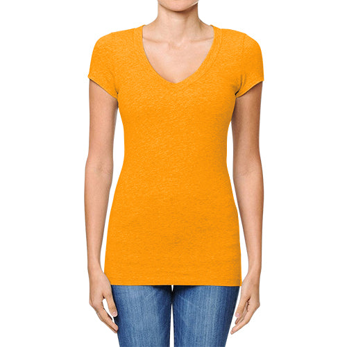 V-Neck Short Sleeve T-Shirt Bright Orange