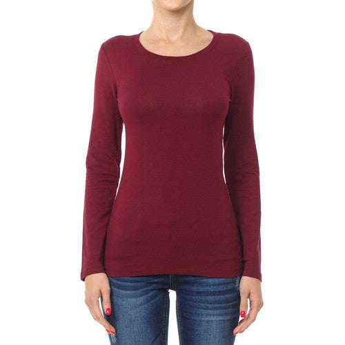 62800 Crew Neck Long Sleeve T-Shirt Burgundy