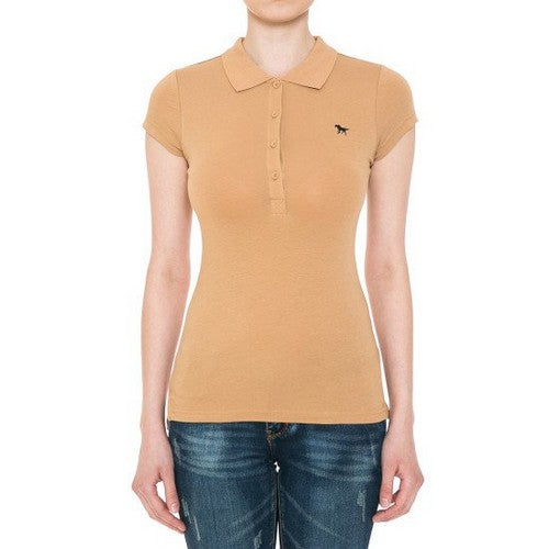 70086 Stallion Logo Slim Fit Polo Shirt in New Camel