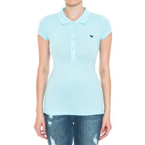 70086 Stallion Logo Slim Fit Polo Shirt in Sky Blue
