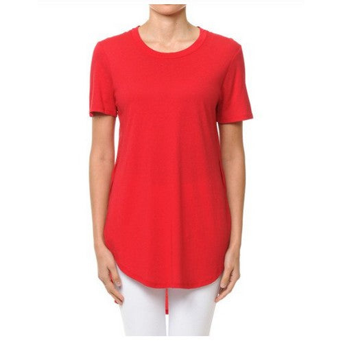 69411 Curve Hem Long Slit Jersey B.Red