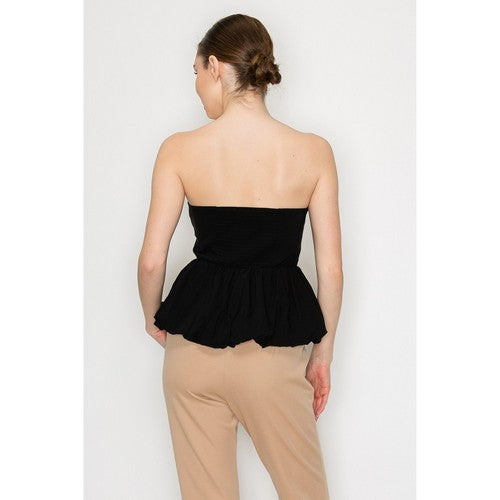 Ballon Tube Top in Black