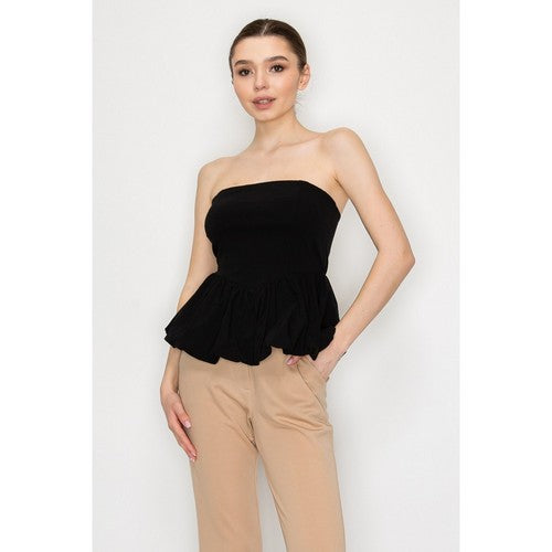 BT03835 Ballon Tube Top in Black